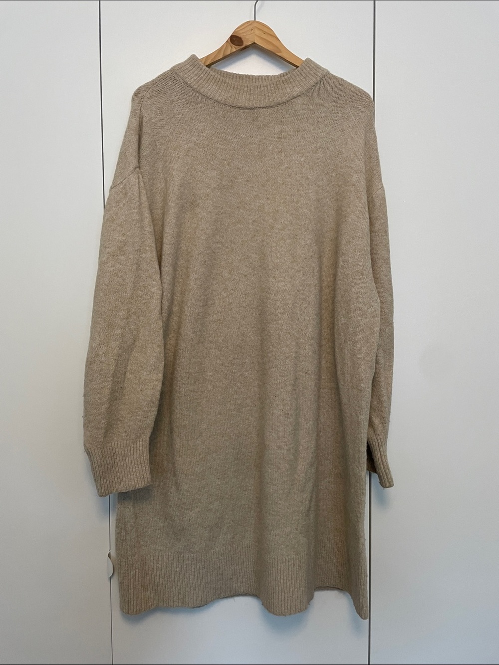 H&M Beige Midi Knit Sweater Dress